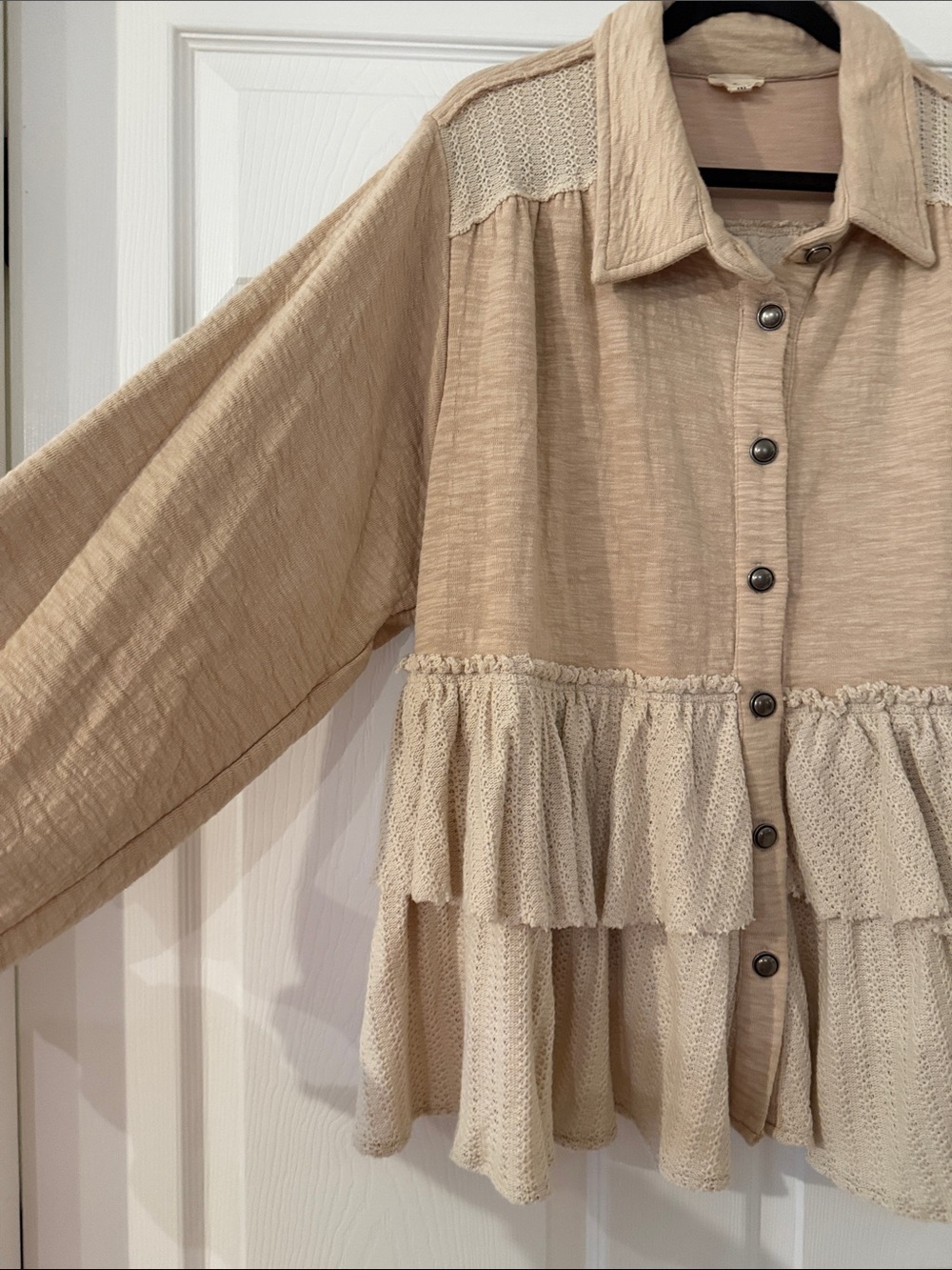 POL Cream Ruffle Button-Down Shirt - Picture 3 of 6